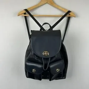 Coach Turnlock Rucksack Leather Backpack Navy Coach Blue Refined Pebble Leather Turnlock Tie Rucksack  main image 3